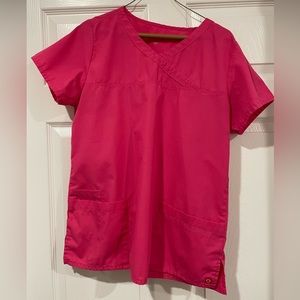 Red Panda Pink Scrub Top